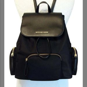 MICHAEL KORS Large Abbey Leather Nylon Backpack
